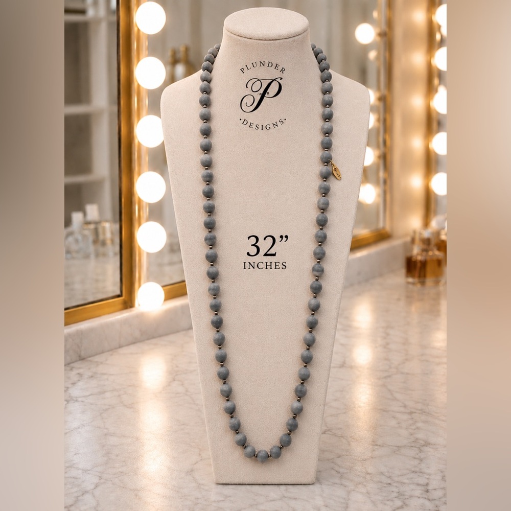 Plunder Yara Light Grey Beeded 32" necklace
